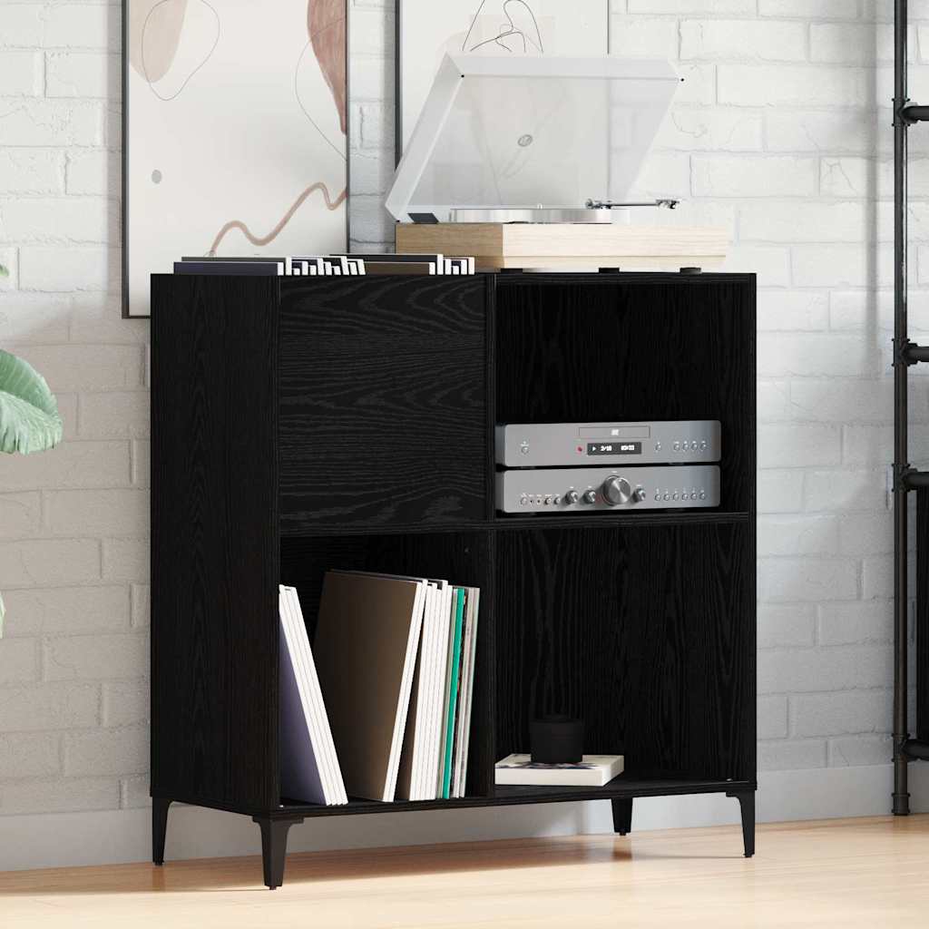 vidaXL Record Cabinet Black Oak 84.5 x 38 x 89 cm Engineered Wood 1