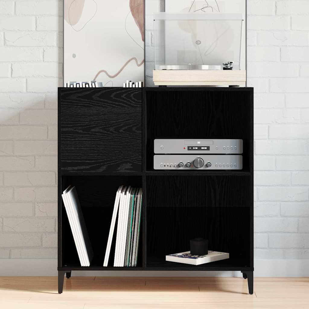 vidaXL Record Cabinet Black Oak 84.5 x 38 x 89 cm Engineered Wood 3