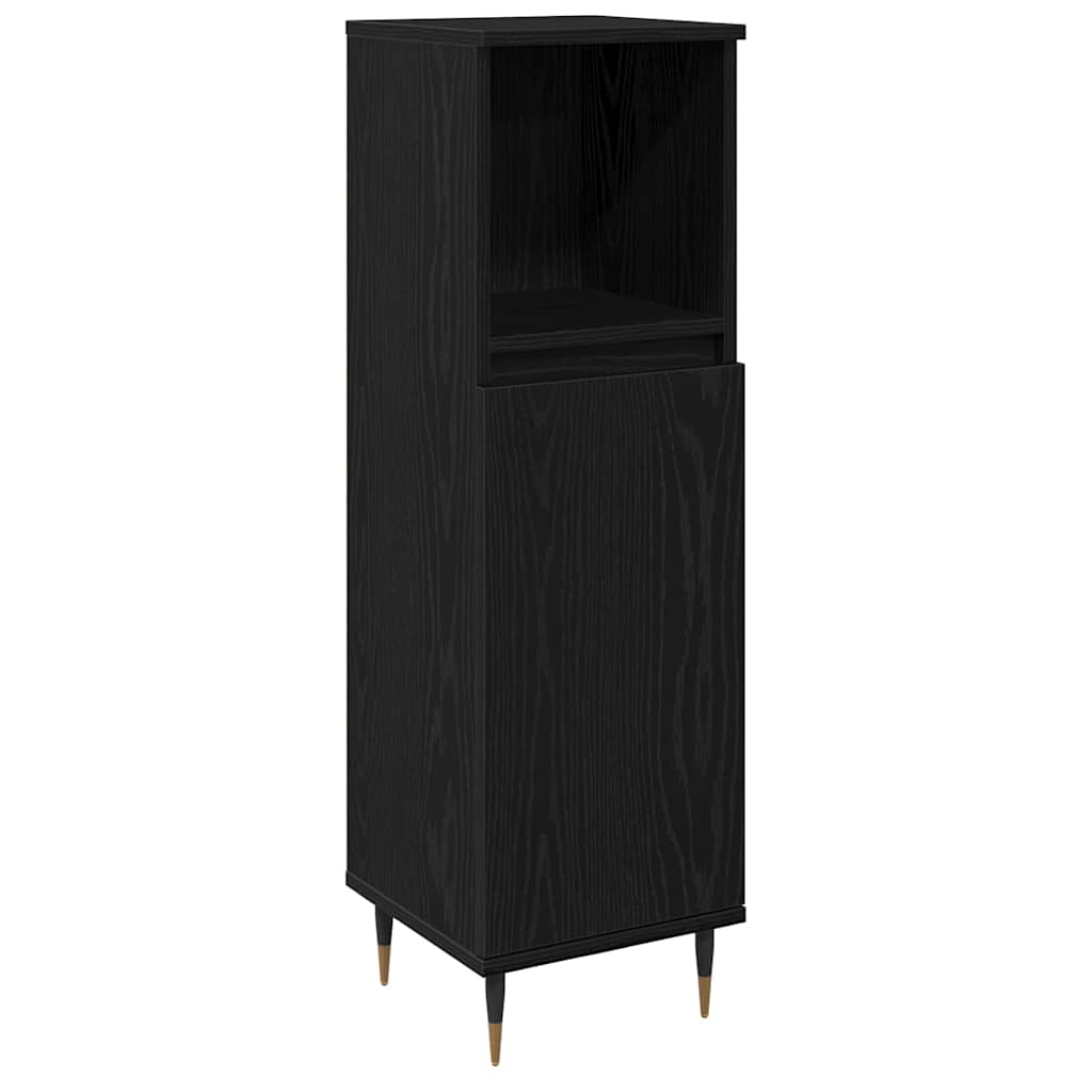vidaXL Bathroom Cabinet Black Oak 30 x 30 x 100 cm Engineered Wood 2
