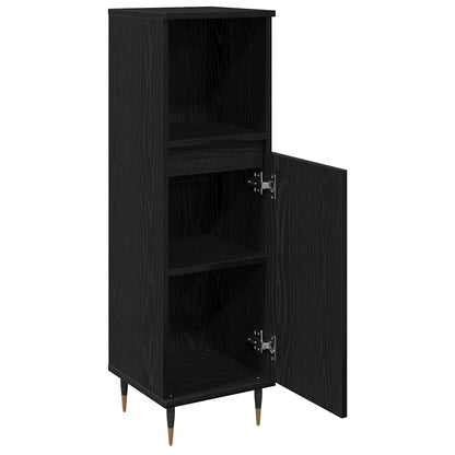 vidaXL Bathroom Cabinet Black Oak 30 x 30 x 100 cm Engineered Wood 5