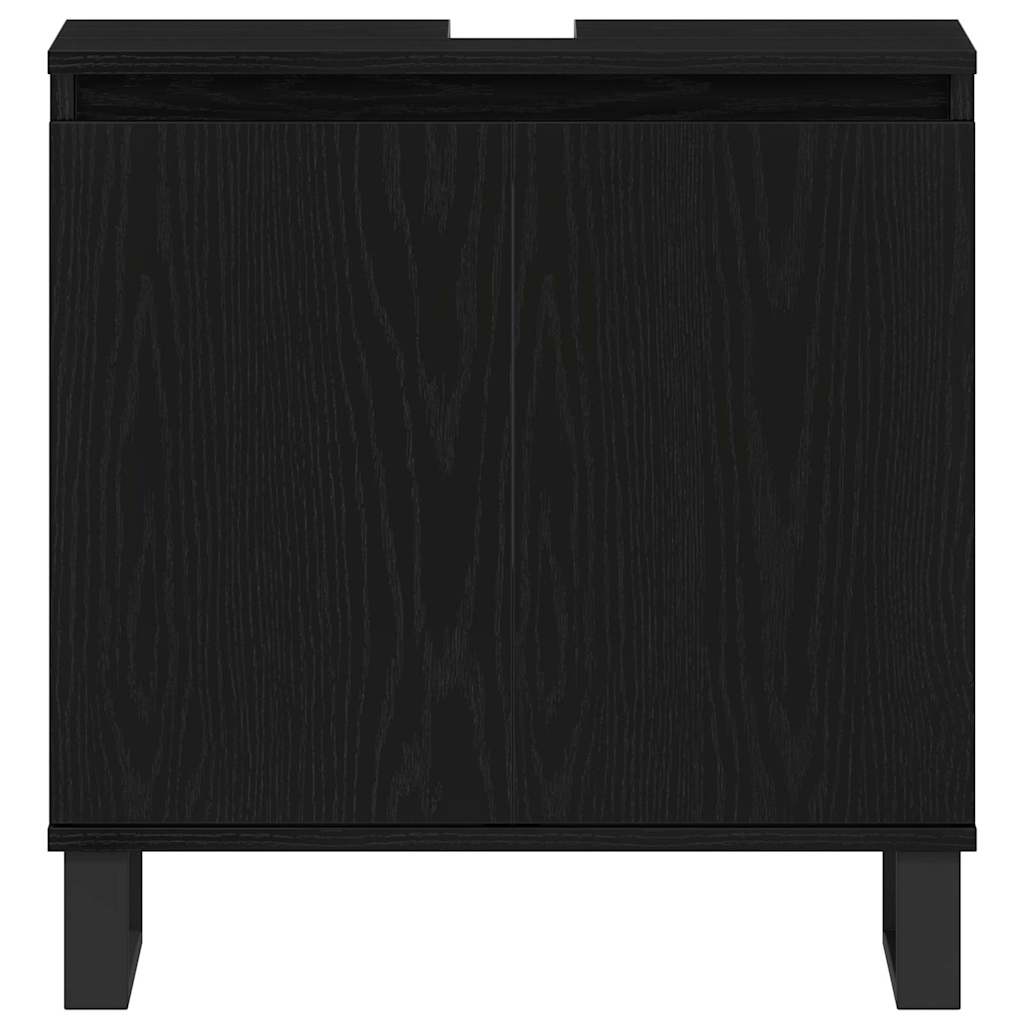 vidaXL Bathroom Sink Cabinet Black Oak 58 x 33 x 60 cm Engineered Wood 6