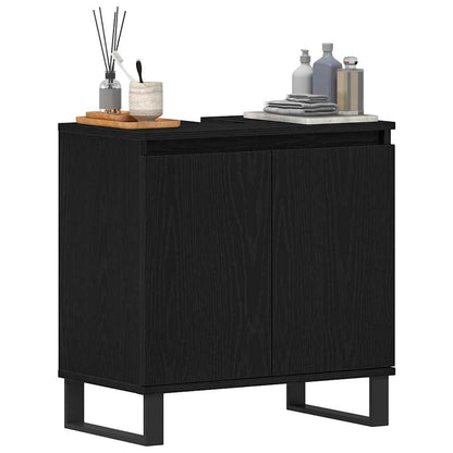 vidaXL Bathroom Sink Cabinet Black Oak 58 x 33 x 60 cm Engineered Wood 3