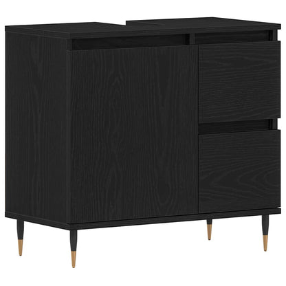 vidaXL Bathroom Cabinet Black Oak 65 x 33 x 60 cm Engineered Wood 2