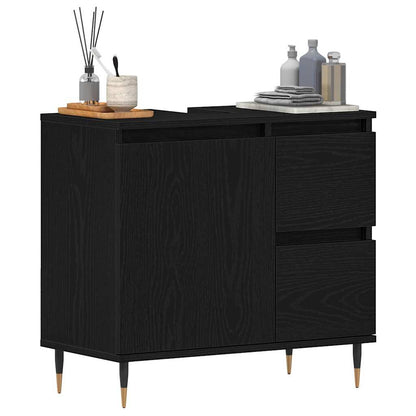 vidaXL Bathroom Cabinet Black Oak 65 x 33 x 60 cm Engineered Wood 3