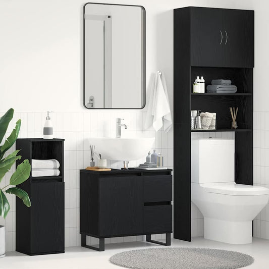 Bathroom Cabinet 65x33x60 cm Engineered Wood Black oak