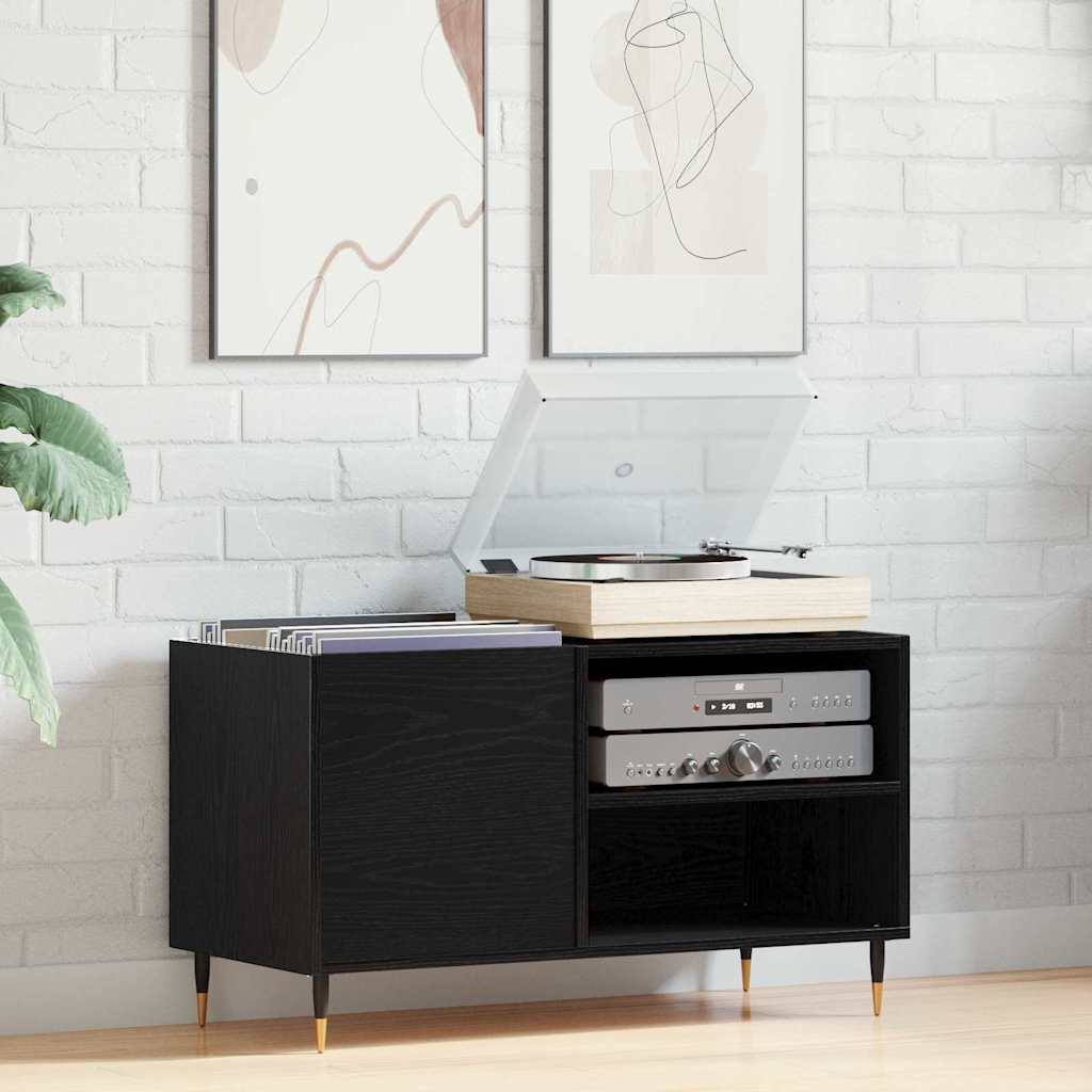 vidaXL Record Cabinet Black Oak 85 x 38 x 48 cm Engineered Wood 1