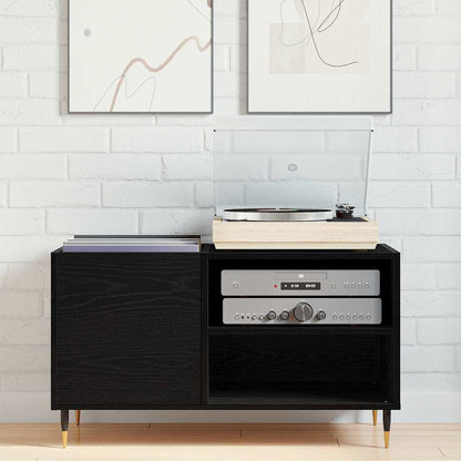 vidaXL Record Cabinet Black Oak 85 x 38 x 48 cm Engineered Wood 4