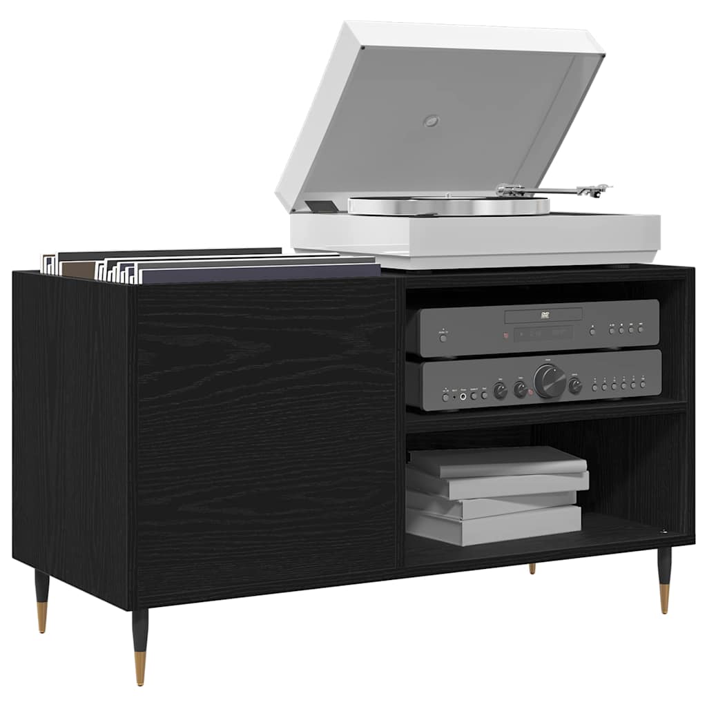 vidaXL Record Cabinet Black Oak 85 x 38 x 48 cm Engineered Wood 3