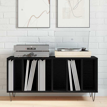vidaXL Record Cabinet Black Oak 100 x 38 x 48 cm Engineered Wood 3