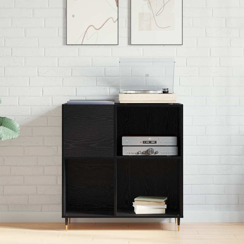 vidaXL Record Cabinet Black Oak 85 x 38 x 89 cm Engineered Wood 4