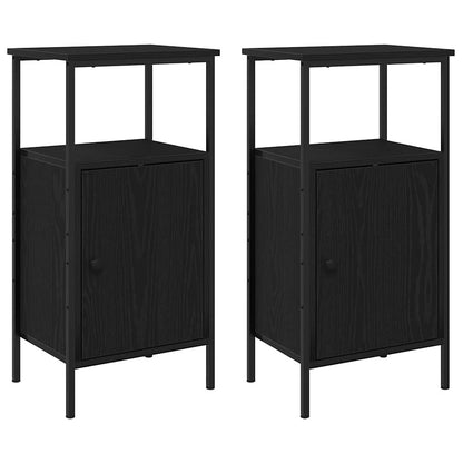 vidaXL Bedside Cabinet 2 pcs Black Oak 41 x 31 x 80 cm Engineered Wood 6