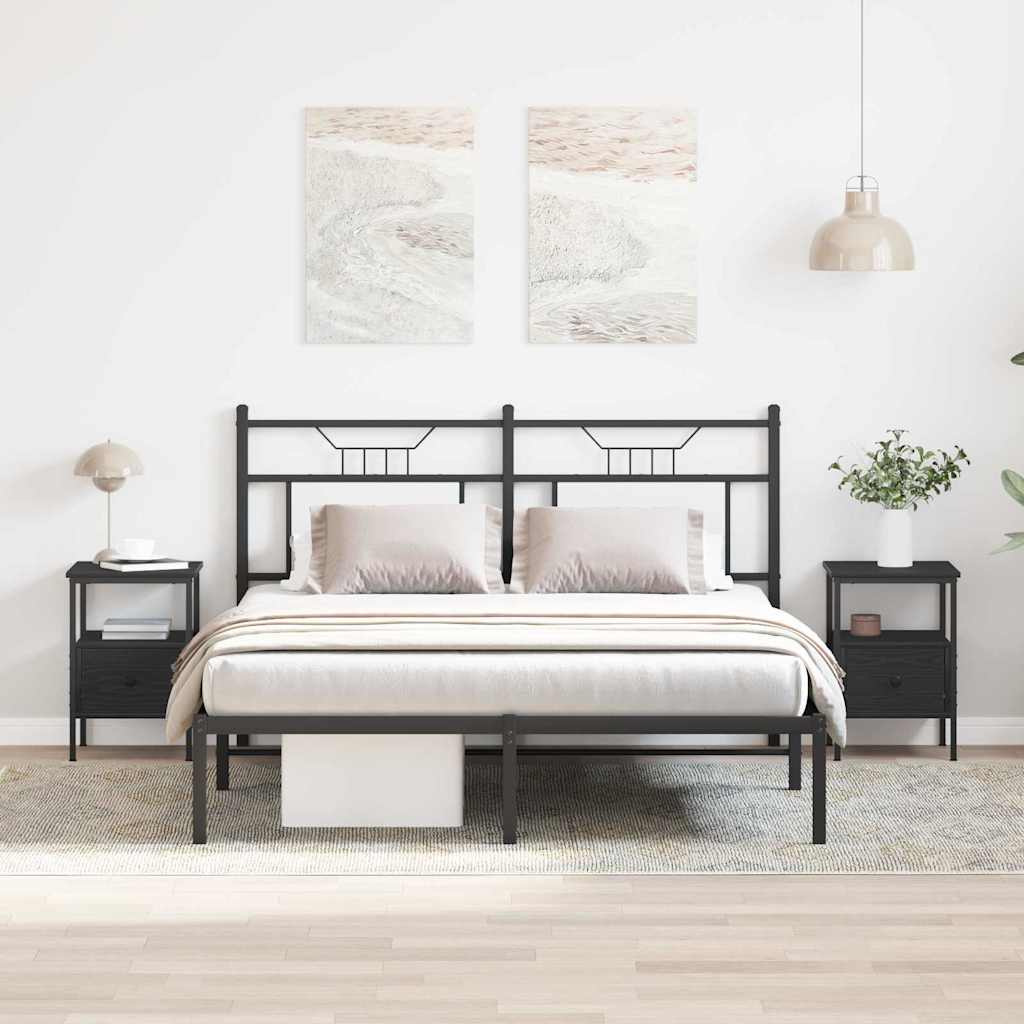 vidaXL Bedside Cabinet 2 pcs Black Oak 34 x 36 x 50 cm Engineered Wood 3