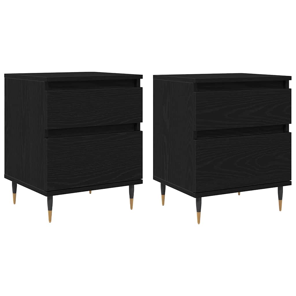 vidaXL Bedside Cabinet 2 pcs Black Oak 40 x 35 x 50 cm Engineered Wood 2