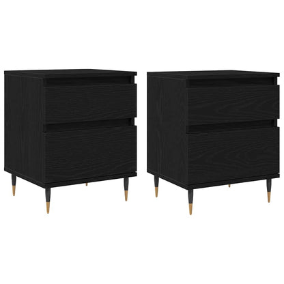 vidaXL Bedside Cabinet 2 pcs Black Oak 40 x 35 x 50 cm Engineered Wood 2