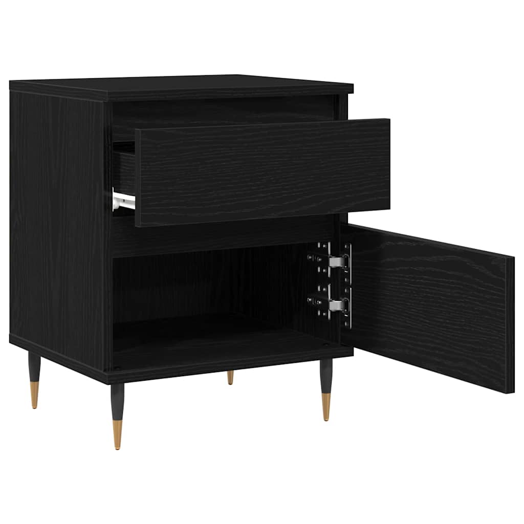 vidaXL Bedside Cabinet 2 pcs Black Oak 40 x 35 x 50 cm Engineered Wood 6