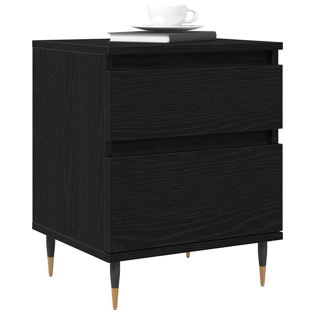 vidaXL Bedside Cabinet 2 pcs Black Oak 40 x 35 x 50 cm Engineered Wood 3
