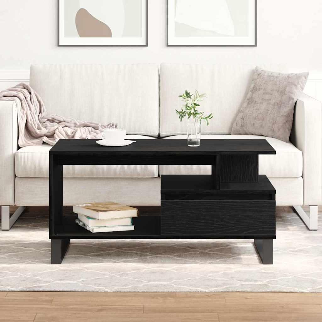 vidaXL Coffee Table Black Oak 90 x 49 x 45 cm Engineered Wood 4