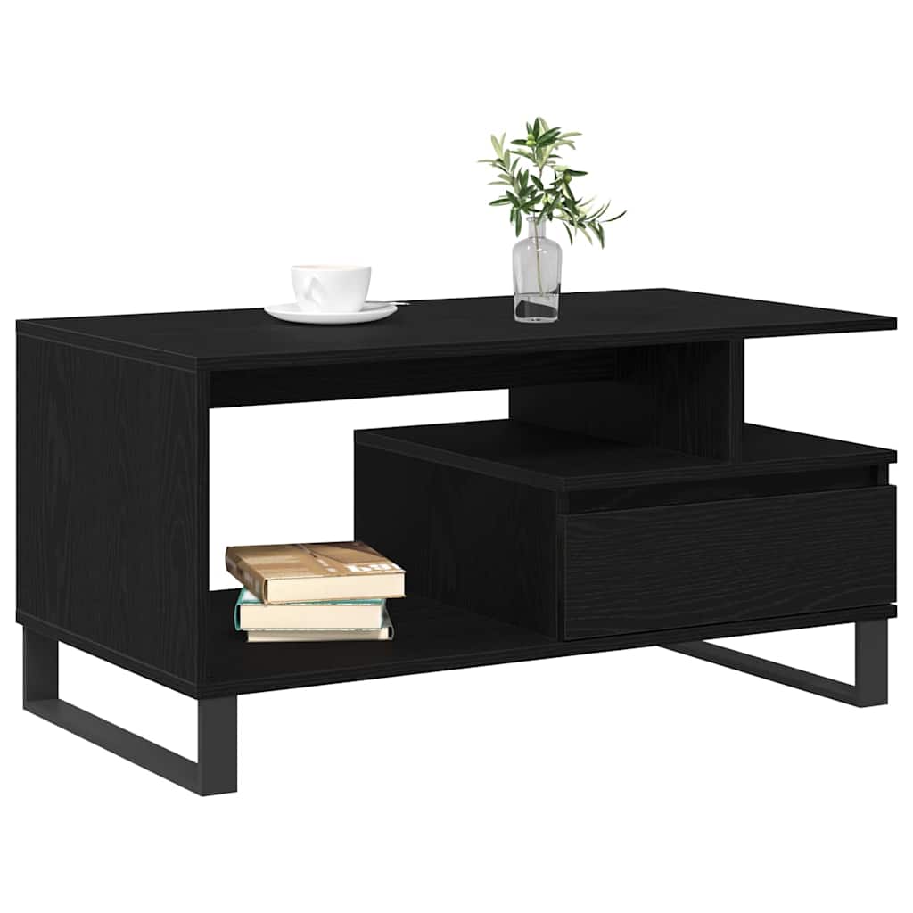 vidaXL Coffee Table Black Oak 90 x 49 x 45 cm Engineered Wood 3