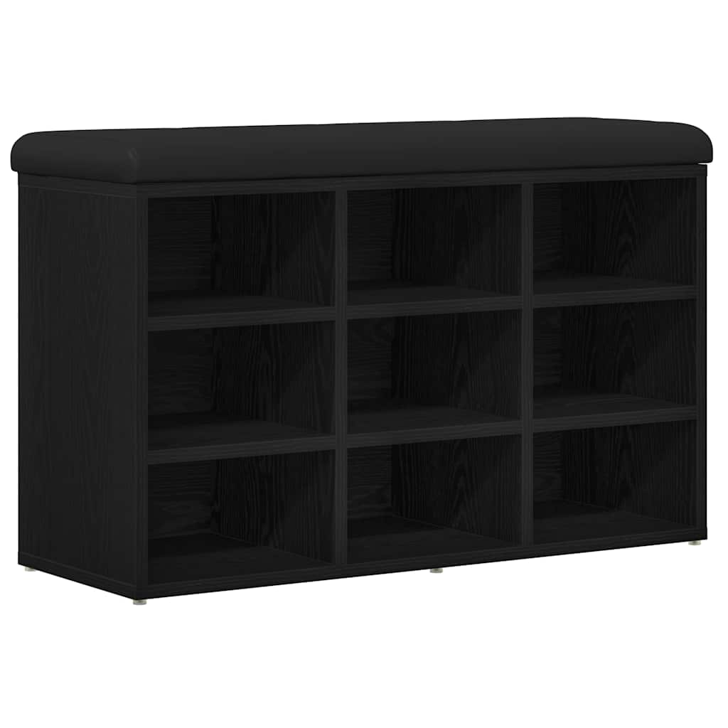 vidaXL Shoe Bench Black 82 x 32 x 50 cm Engineered Wood 2