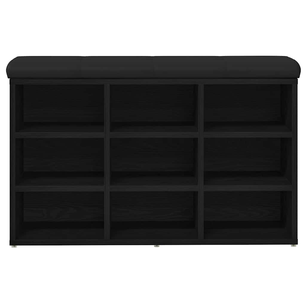 vidaXL Shoe Bench Black 82 x 32 x 50 cm Engineered Wood 5