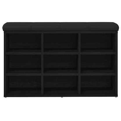 vidaXL Shoe Bench Black 82 x 32 x 50 cm Engineered Wood 5