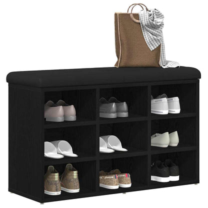 vidaXL Shoe Bench Black 82 x 32 x 50 cm Engineered Wood 3