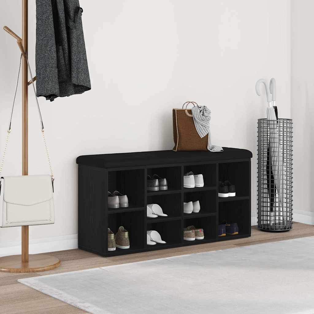 Shoe Bench Black Engineered Wood 102 x 32 x 50 cm