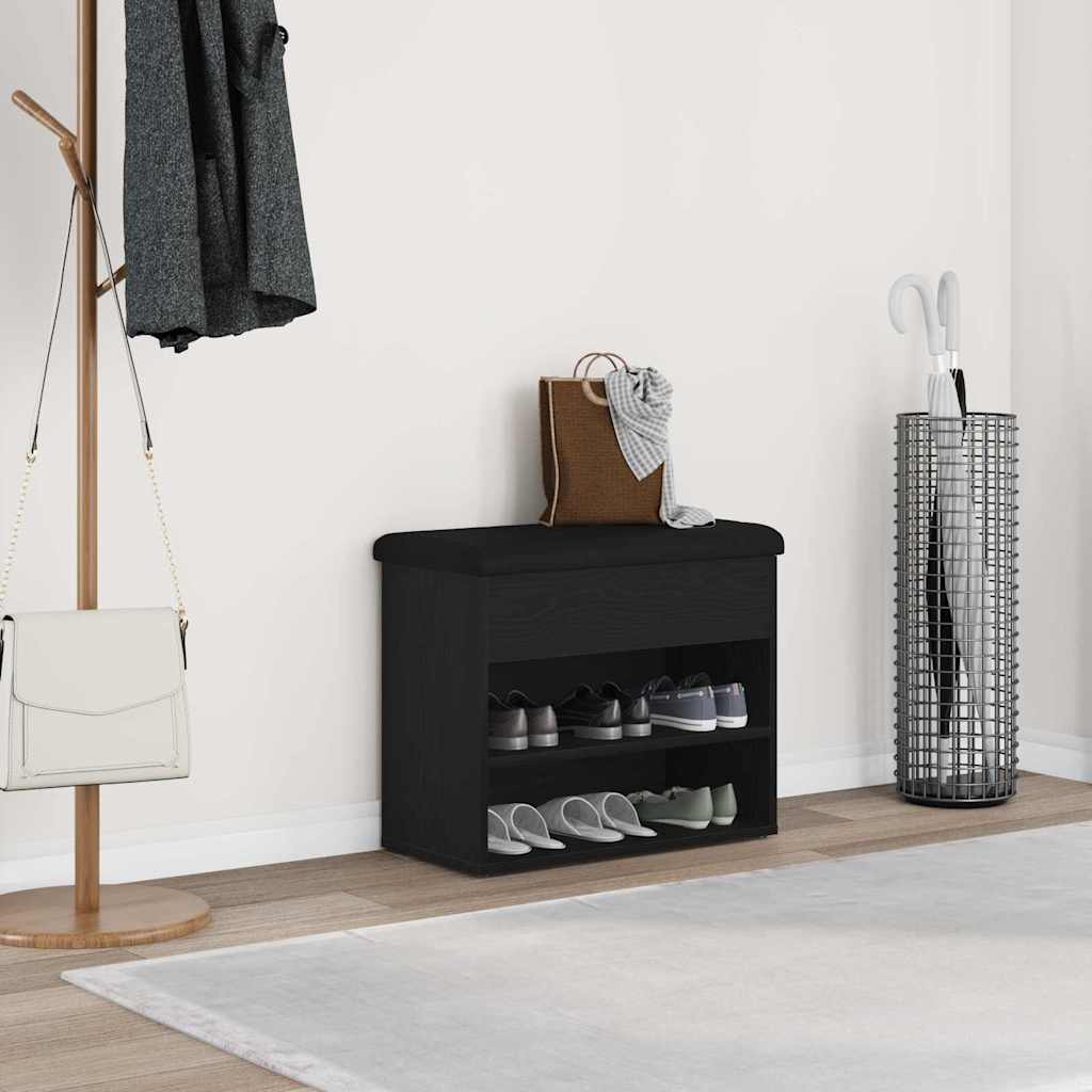 vidaXL Storage Bench Black Oak 62 x 32 x 50 cm Engineered Wood 1