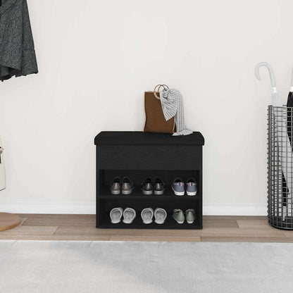 vidaXL Storage Bench Black Oak 62 x 32 x 50 cm Engineered Wood 4