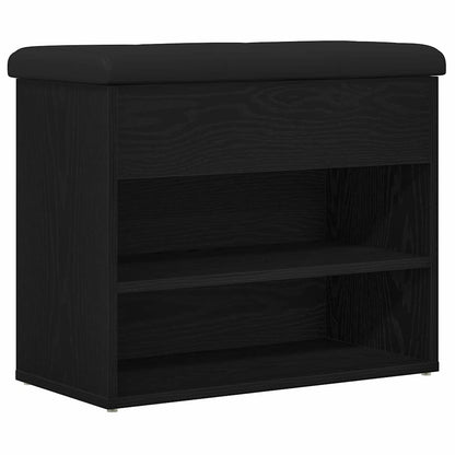 vidaXL Storage Bench Black Oak 62 x 32 x 50 cm Engineered Wood 2