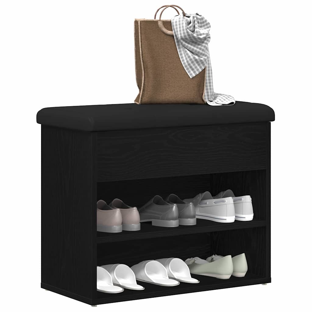 vidaXL Storage Bench Black Oak 62 x 32 x 50 cm Engineered Wood 3
