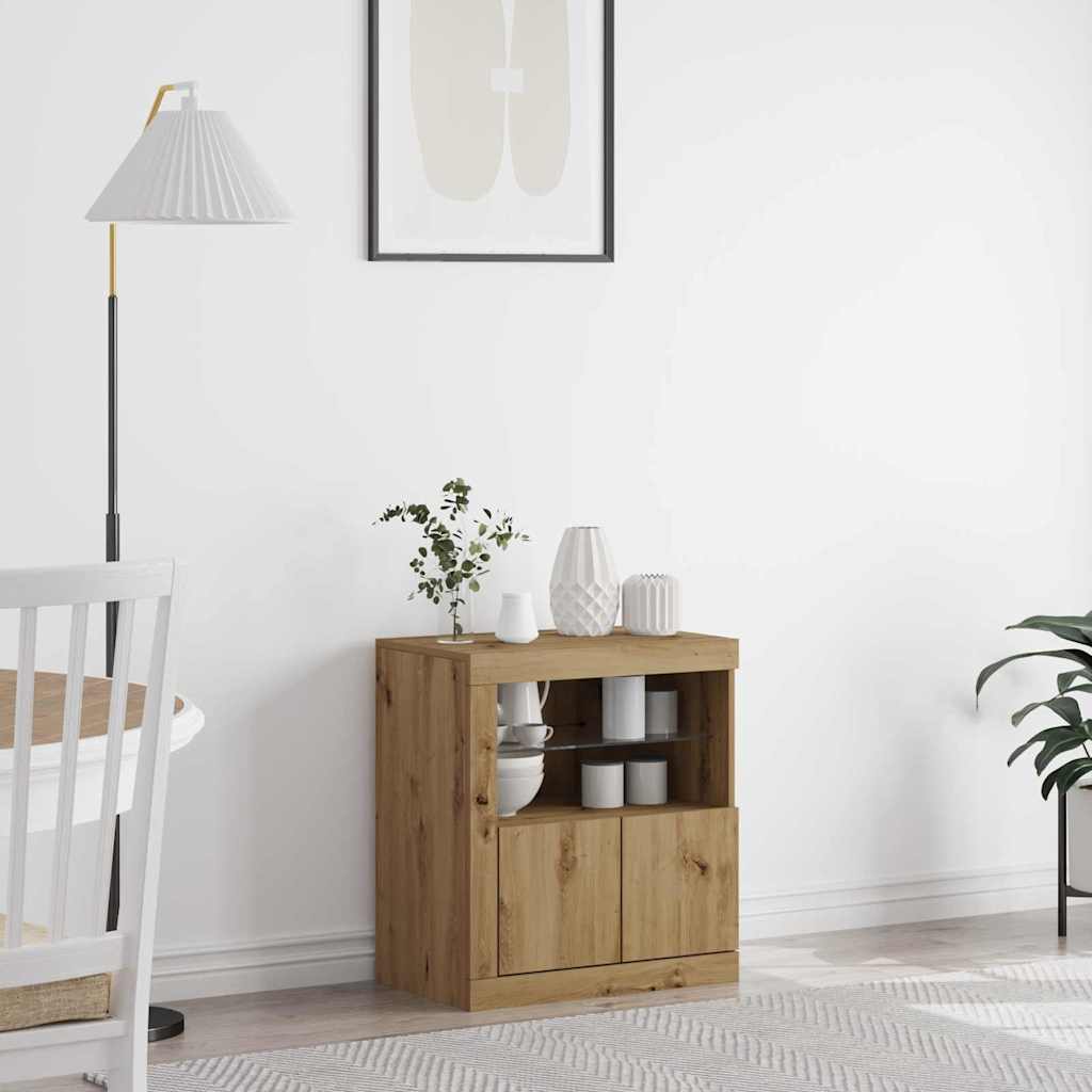 vidaXL LED Sideboard Brown 60.5 x 37 x 67 cm Engineered Wood 1