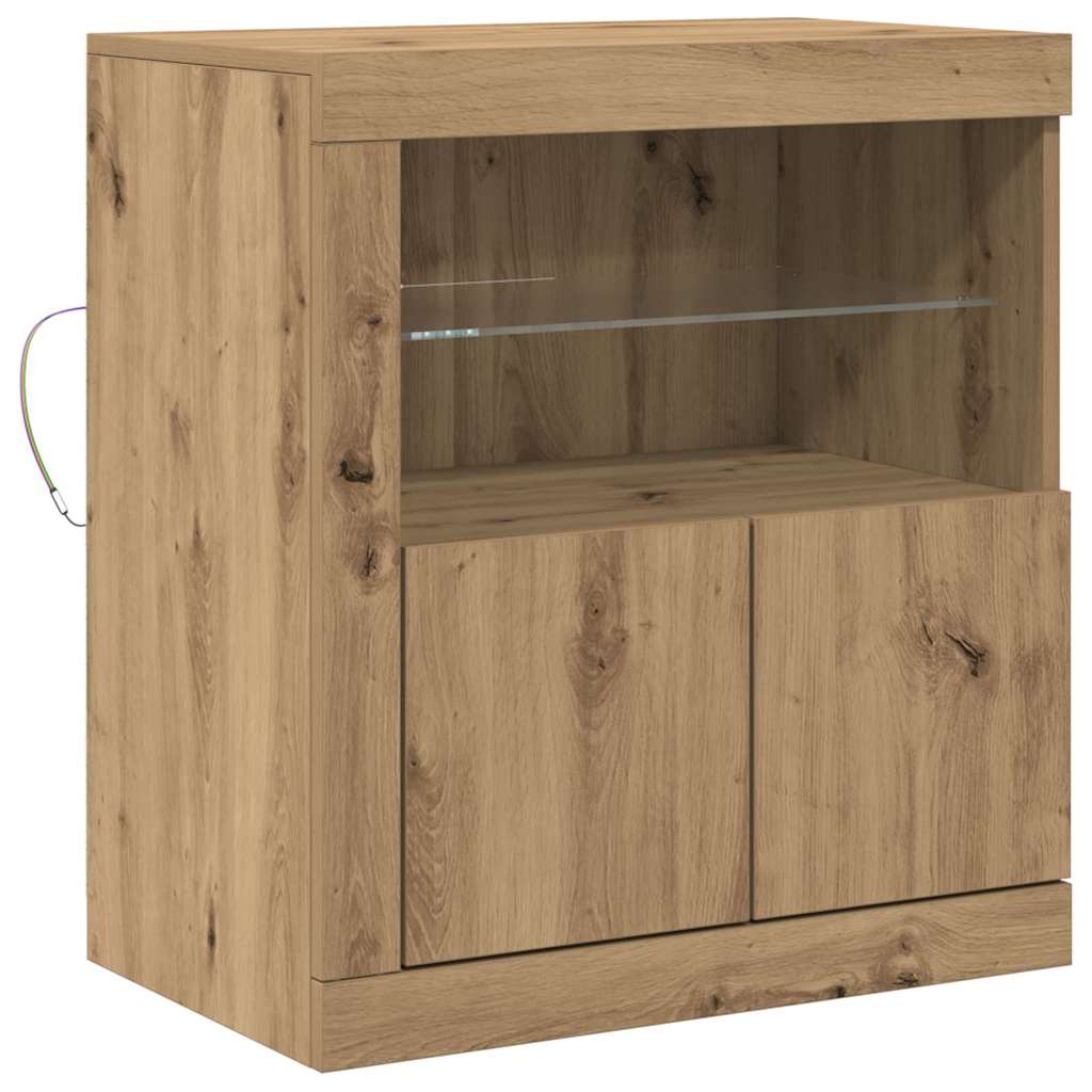 vidaXL LED Sideboard Brown 60.5 x 37 x 67 cm Engineered Wood 2