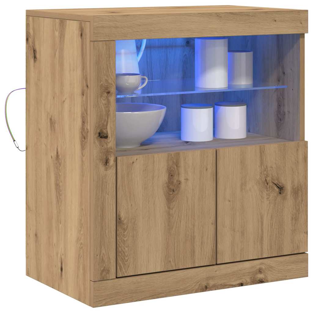 vidaXL LED Sideboard Brown 60.5 x 37 x 67 cm Engineered Wood 3