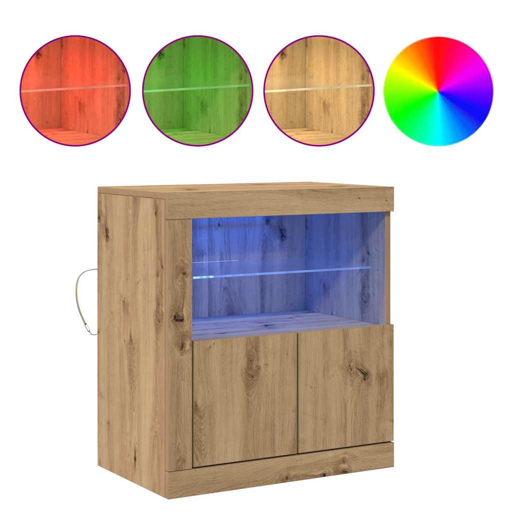 vidaXL LED Sideboard Brown 60.5 x 37 x 67 cm Engineered Wood 4