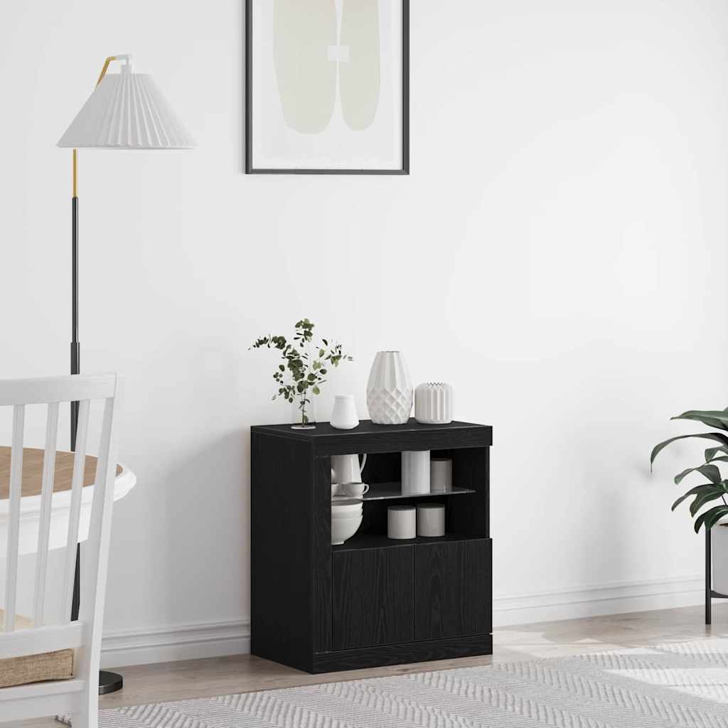 vidaXL LED Sideboard Black 60.5 x 37 x 67 cm Engineered Wood 1