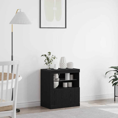 vidaXL LED Sideboard Black 60.5 x 37 x 67 cm Engineered Wood 1