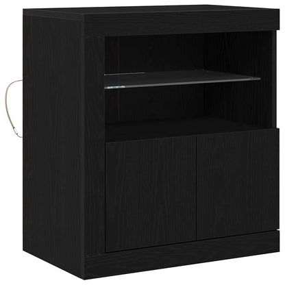 vidaXL LED Sideboard Black 60.5 x 37 x 67 cm Engineered Wood 2