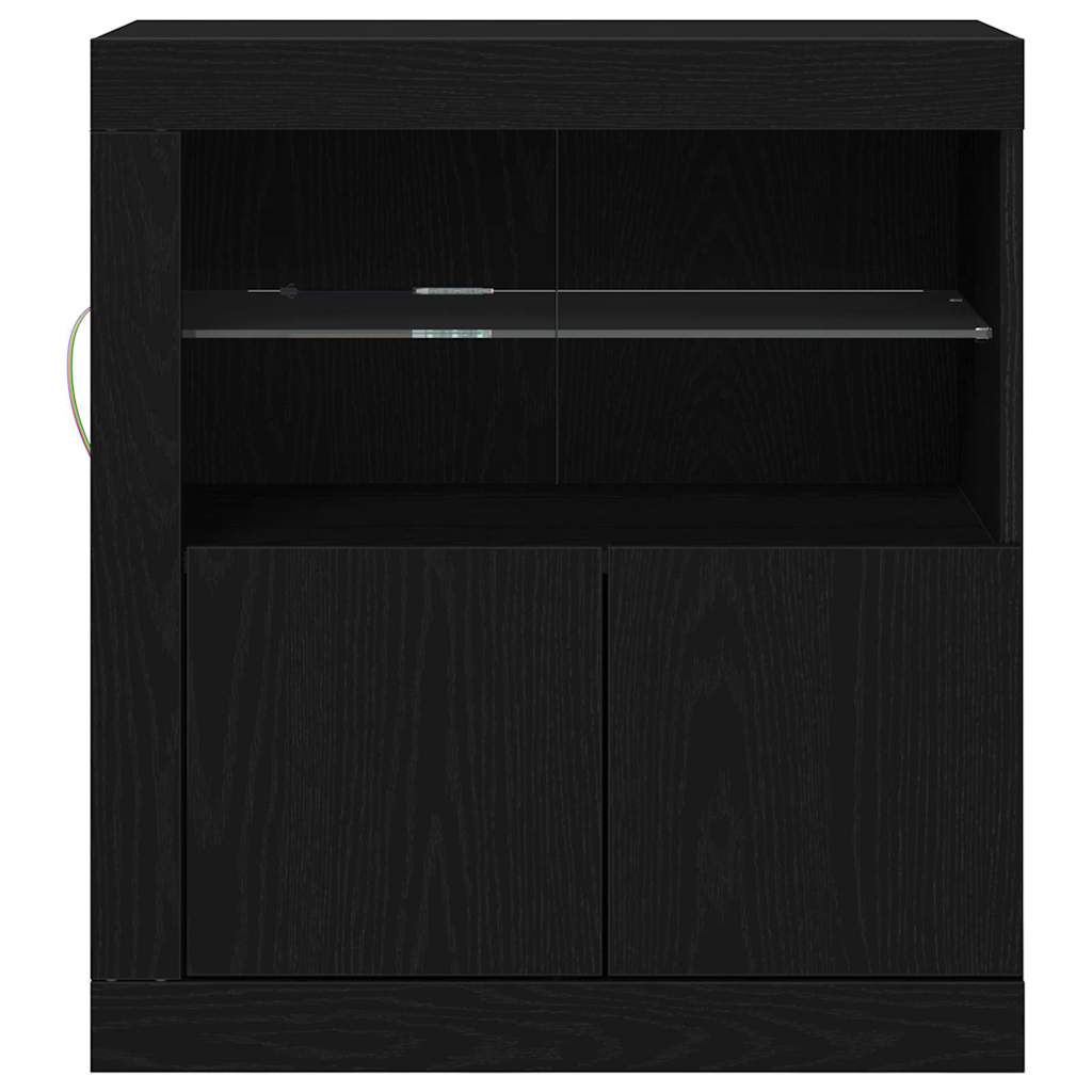 vidaXL LED Sideboard Black 60.5 x 37 x 67 cm Engineered Wood 6