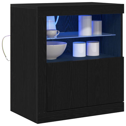vidaXL LED Sideboard Black 60.5 x 37 x 67 cm Engineered Wood 3