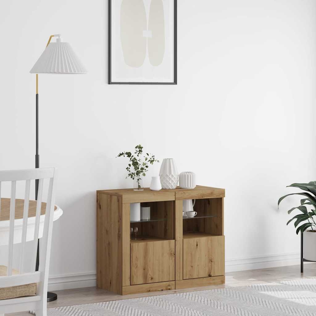 vidaXL Side Cabinet with LED Lights Engineered Wood