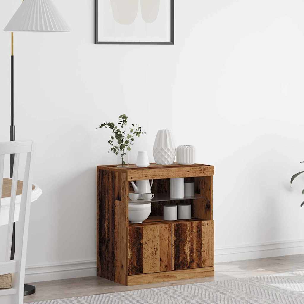 vidaXL LED Sideboard Brown 60.5 x 37 x 67 cm Engineered Wood 1