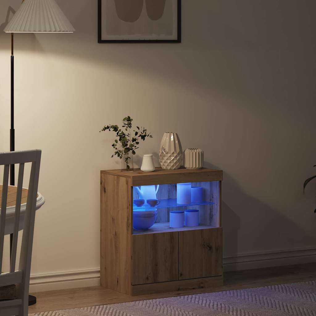 vidaXL LED Sideboard Brown 60.5 x 37 x 67 cm Engineered Wood 5