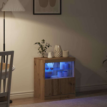 vidaXL LED Sideboard Brown 60.5 x 37 x 67 cm Engineered Wood 5