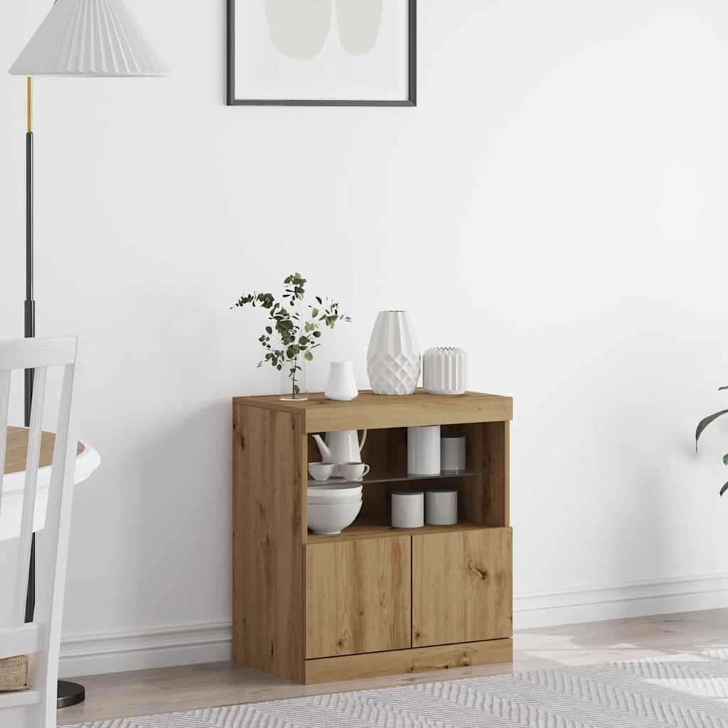 vidaXL LED Sideboard Brown 60.5 x 37 x 67 cm Engineered Wood 1