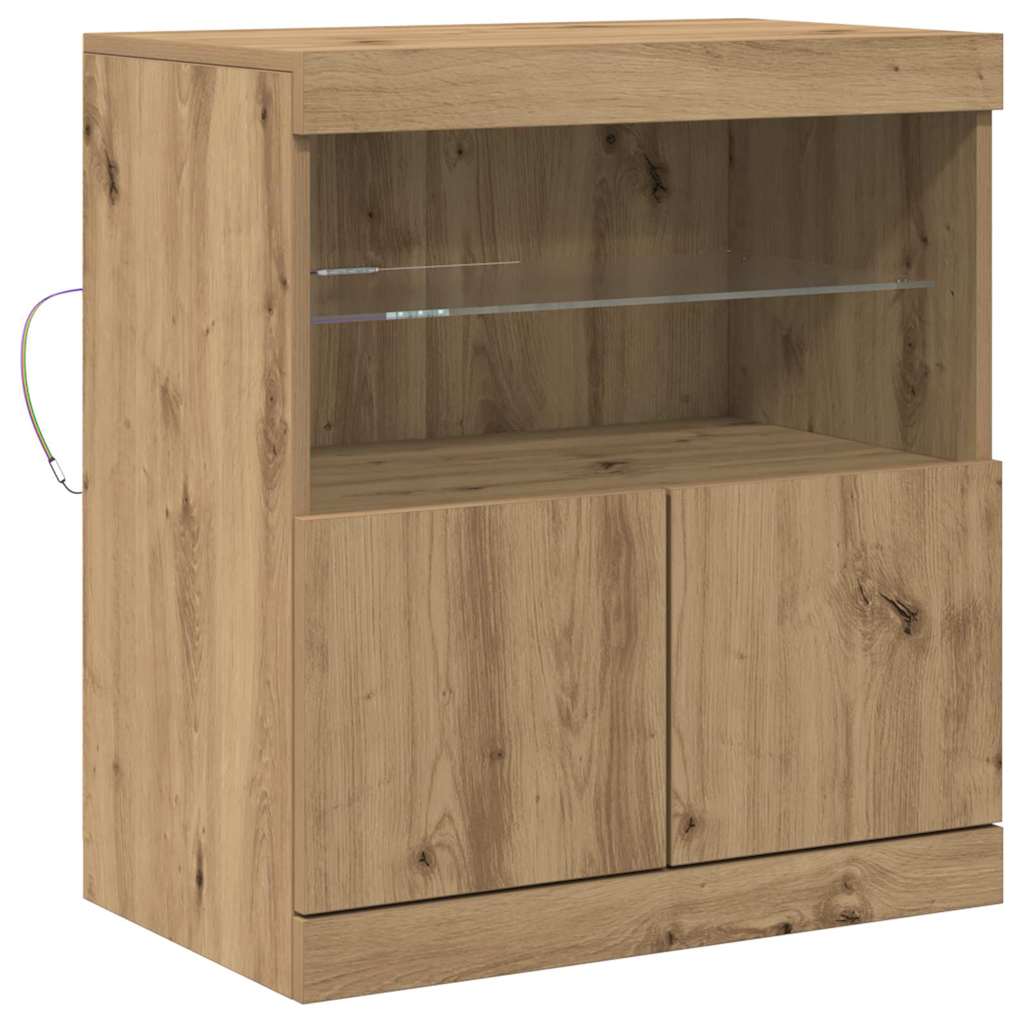 vidaXL LED Sideboard Brown 60.5 x 37 x 67 cm Engineered Wood 2