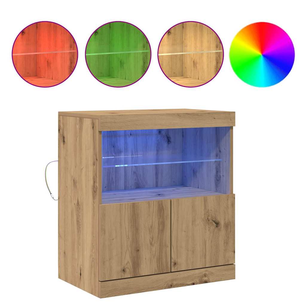 vidaXL LED Sideboard Brown 60.5 x 37 x 67 cm Engineered Wood 4