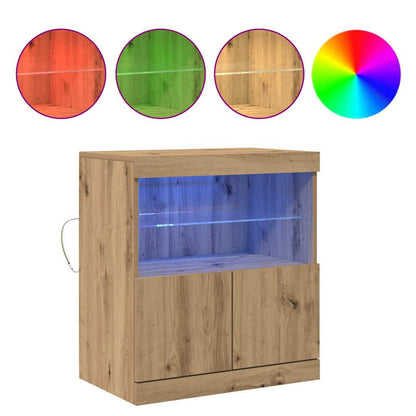vidaXL LED Sideboard Brown 60.5 x 37 x 67 cm Engineered Wood 4