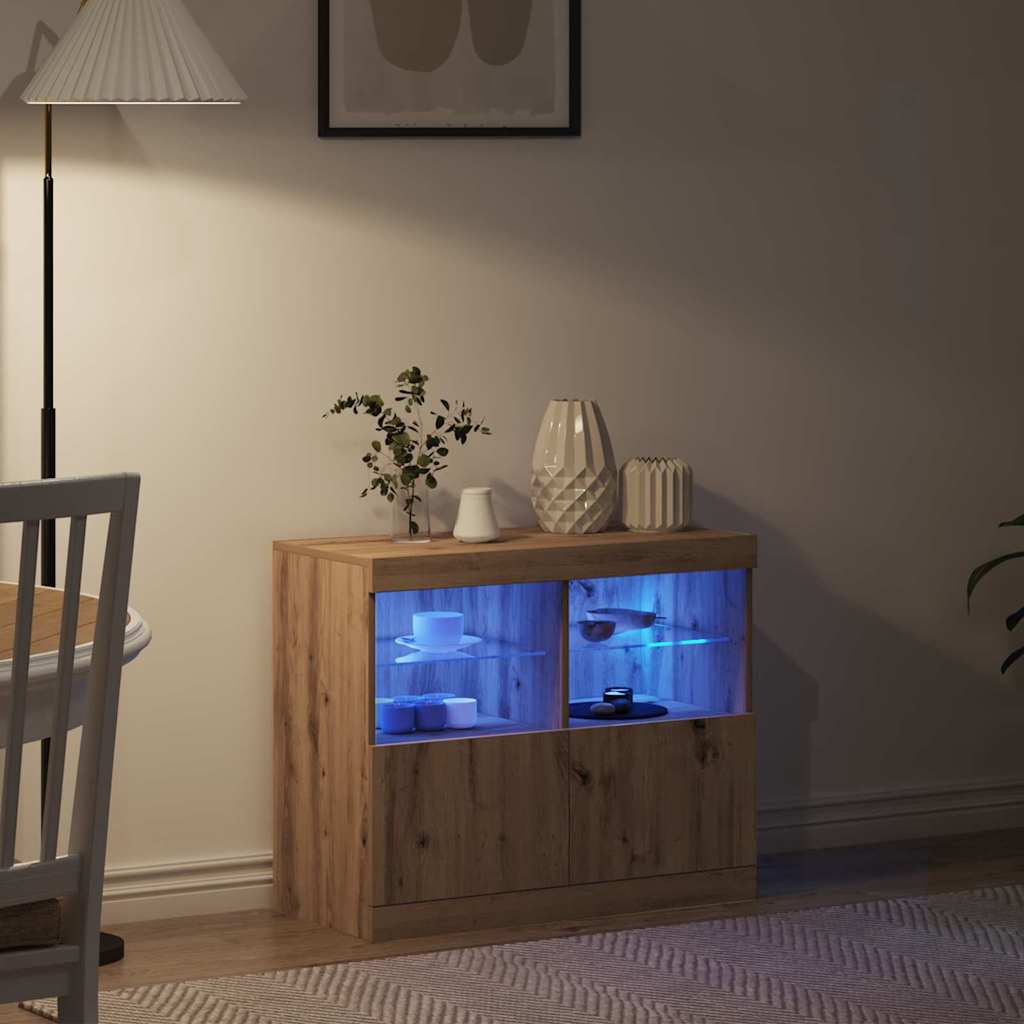 vidaXL LED Sideboard Brown 81 x 37 x 66.5 cm Engineered Wood 5