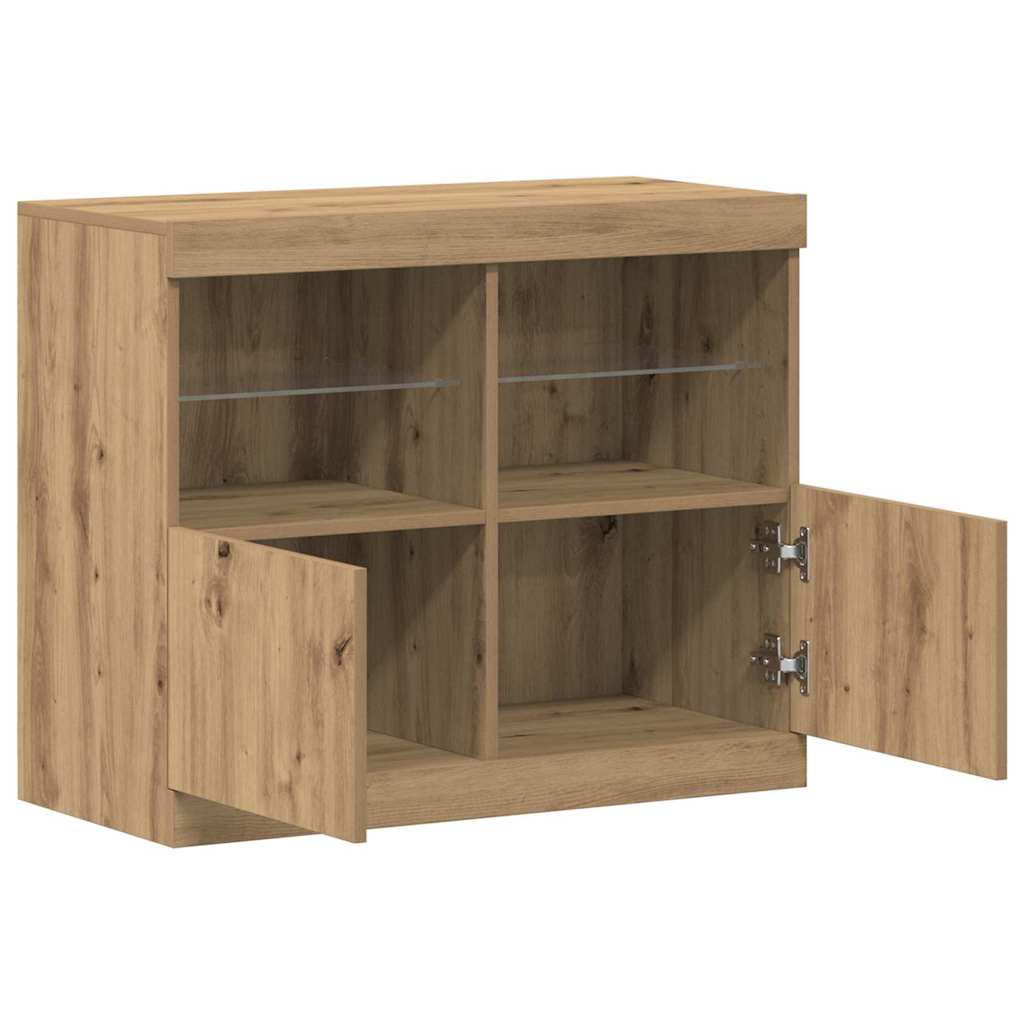 vidaXL LED Sideboard Brown 81 x 37 x 66.5 cm Engineered Wood 6